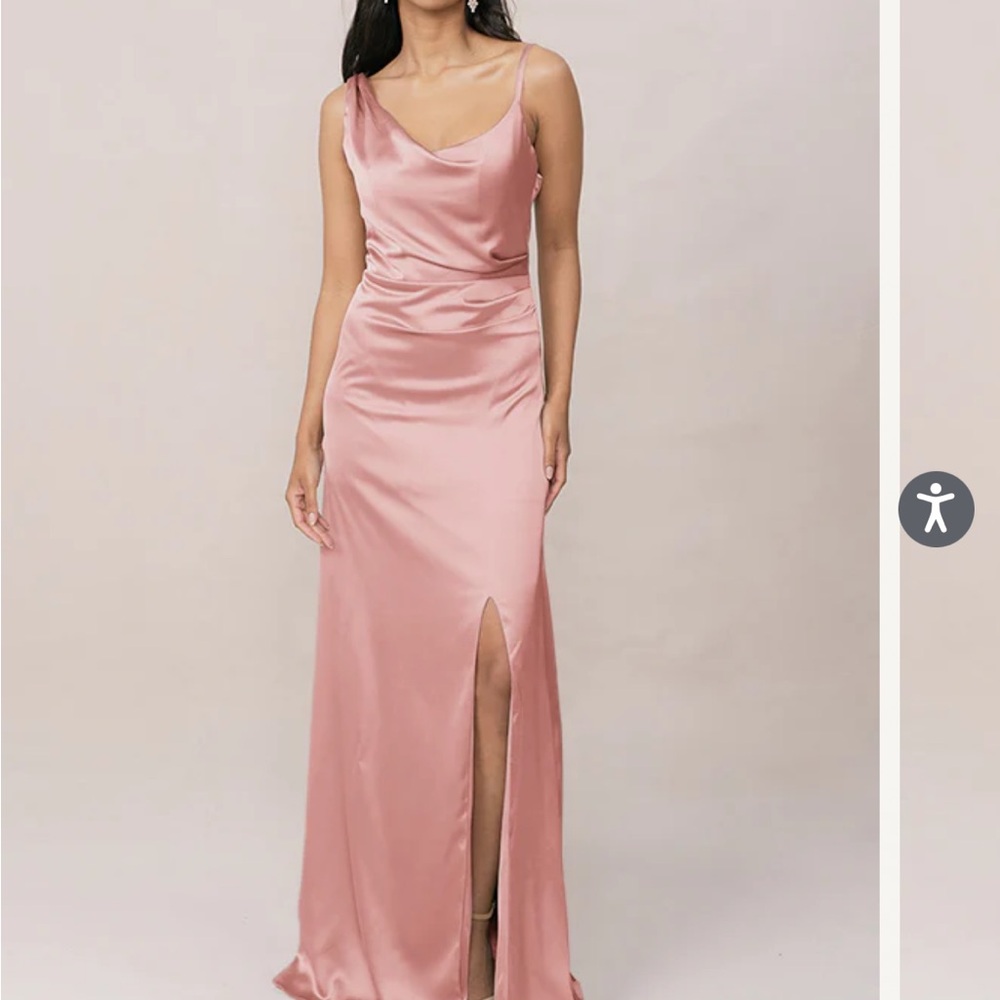 Revelry One Shoulder Pink Satin Dress